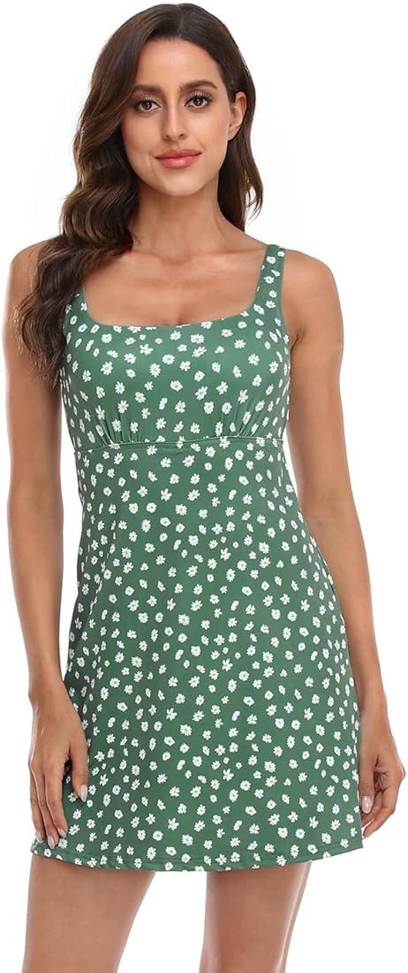 HDE Womens Exercise Workout Dress with Built-in Shorts Sleeveless Athletic Dresses for Golf Tenni... | Amazon (US)