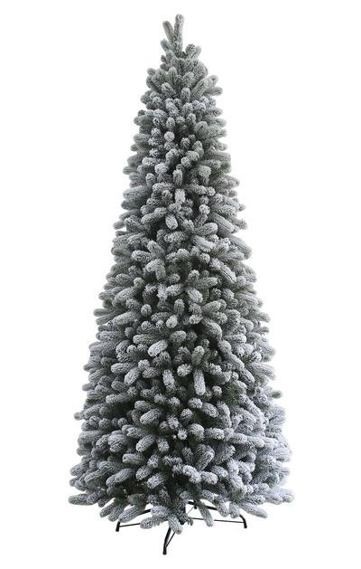 7.5' King Flock® Slim Artificial Christmas Tree with 500 Warm White LED Lights | King of Christmas