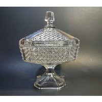 Antique Glass EAPG Covered Compote, Antique Glass Compote, Pedestal Bowl, Victorian Compote, Centerpiece Bowl, Wedding Compote | Etsy (US)