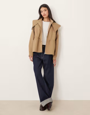 Glamorous hooded crop trench jacket with side toggles in beige | ASOS | ASOS (Global)