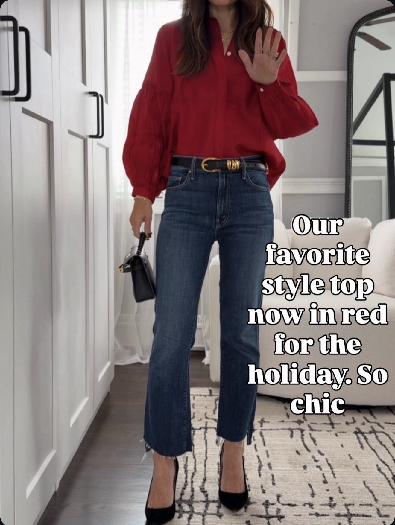 Our favorite style top now in red — instantly chic for the holidays ❤️ 🔗⬇️

#LTKOver40 #LTKSeasonal #LTKHoliday