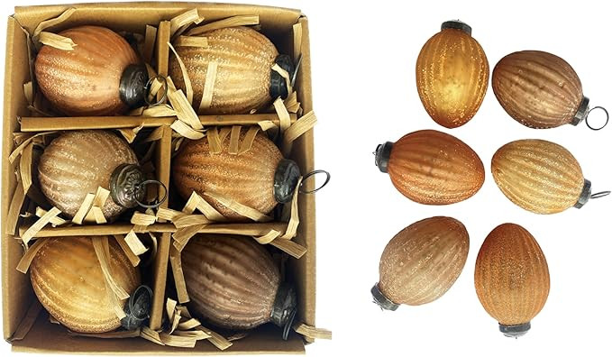 Creative Co-Op Boxed Embossed Mercury Glass Ornaments in Frosted Finish, Multicolor, Set of 6 | Amazon (US)