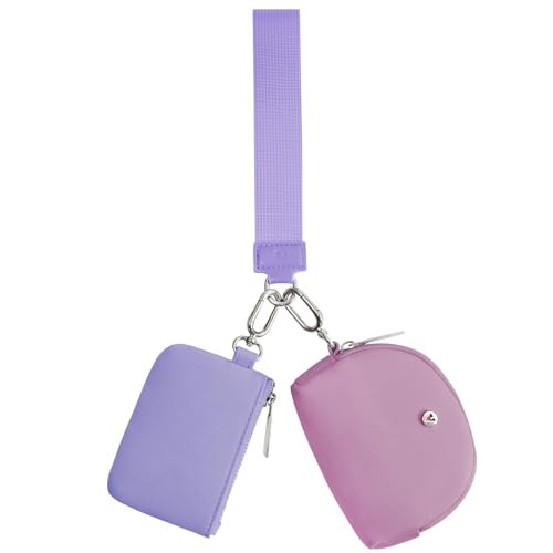 KeyChain Wallet Wristlet Wallets For Women Mini Zip Dual Pouch Wristlet (violet+purple) | Amazon (US)