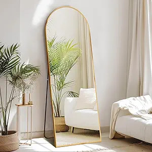Sweetcrispy 64"x21" Arched Full Length Mirror, Standing or Leaning Full Body Mirror with Aluminum... | Amazon (US)