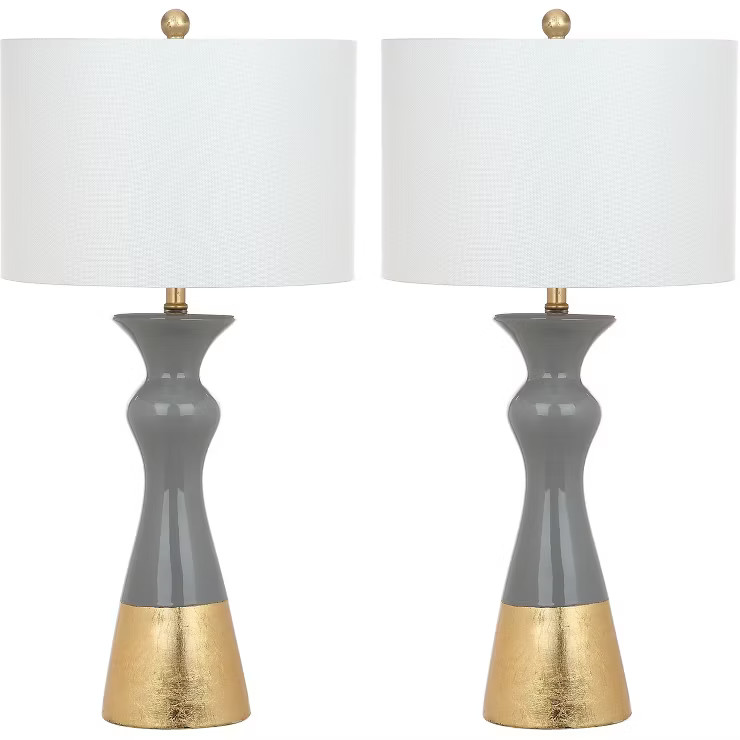 (Set of 2) 30.5" Iris Table Lamp Gray/Gold (Includes CFL Light Bulb) - Safavieh | Target