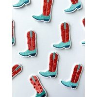 Cowgirl Boot Turquoise Patch Embroidered Iron-On Southern Outlaw Country Charm, Cowboy Bachelorette Party Trucker Hat Nashville | Etsy (US)