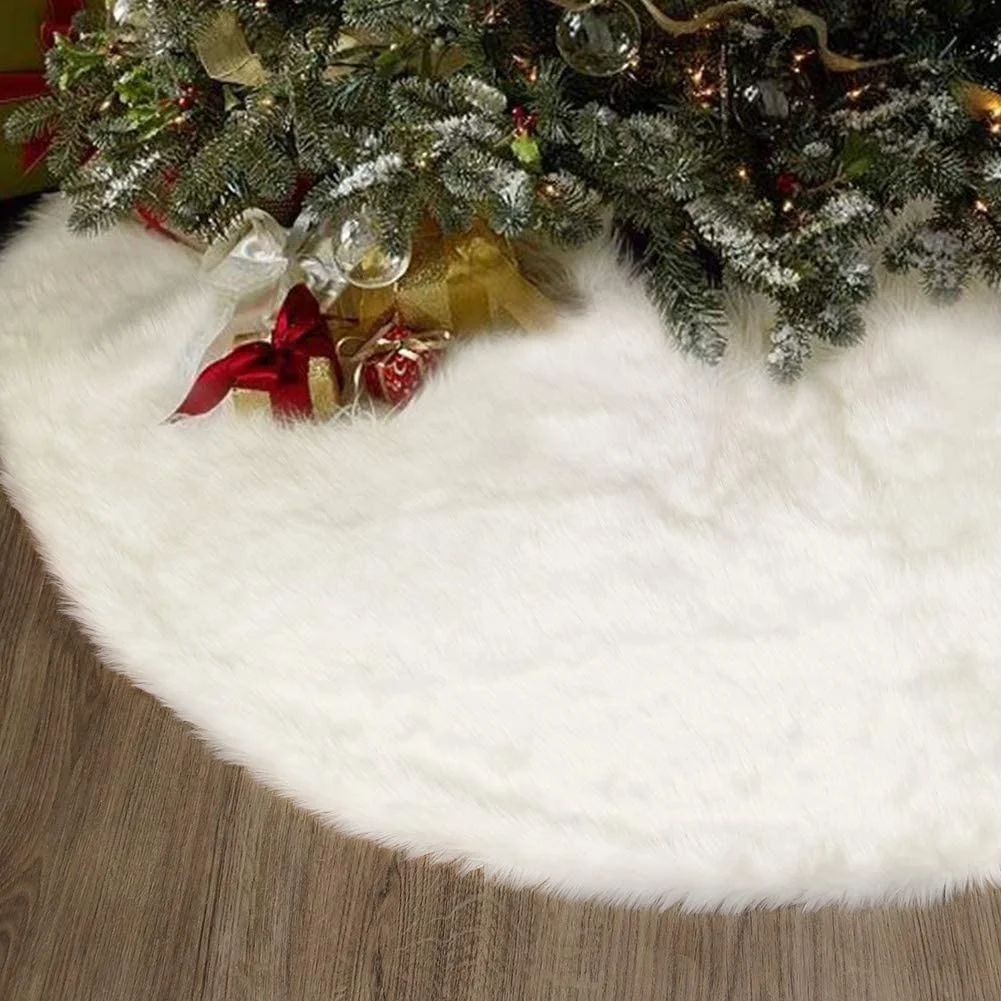 Reendo Christmas Tree Skirt 48'' Faux Fur Plush Skirt for Merry Christmas Xmas Party Extra Large ... | Walmart (US)