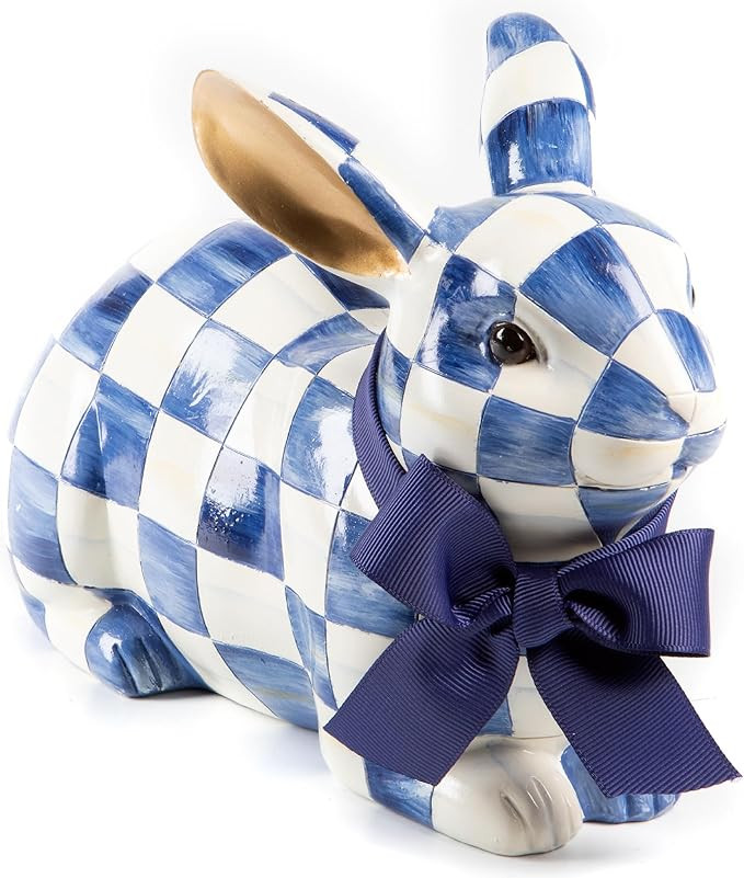 MACKENZIE-CHILDS Bunny Figurine, Rabbit Figurine Decoration for Spring, Resting Royal Check | Amazon (US)
