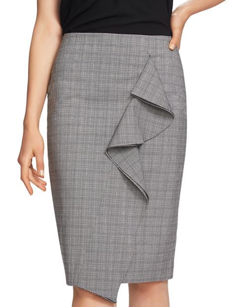 1.STATE Ruffled Glen Plaid Pencil Skirt Women | Bloomingdale's (US)