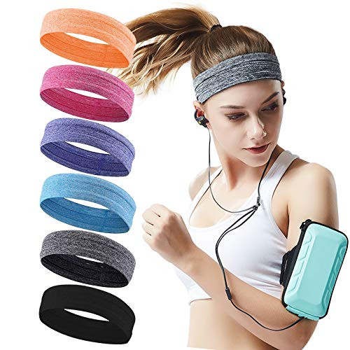 6Pack Sweat Bands Headbands for Women Workout, Women's Fashion Non Slip Headband, Moisture Wickin... | Amazon (US)