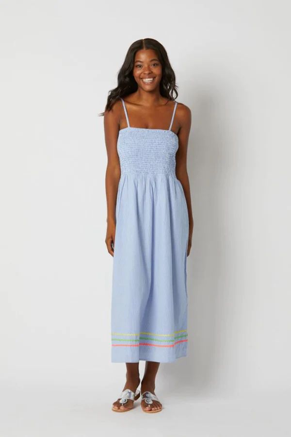 Stripe Shirting Spaghetti Strap Midi Dress | Sail to Sable