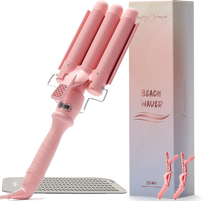 3 Barrel Curling Iron Wand - Triple Hair Waver & Crimper for Beach Waves Set, Ceramic Tourmaline ... | Amazon (US)