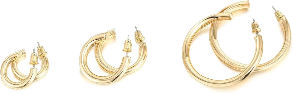 PAVOI 14K Gold Plated Hoop Earrings For Women | 3.5mm Thick Infinity Gold Hoops Women Earrings | ... | Amazon (US)