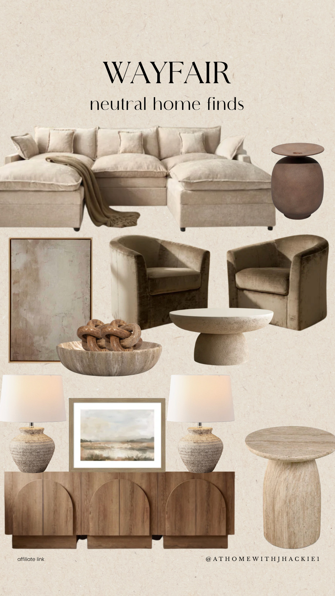 Wayfair home finds, Wayfair furniture, neutral home decor, neutral living room, affordable home decor, Wayfair home decor, cozy neutral home, living room furniture, neutral sectional sofa, accent chairs, wood console table, modern organic decor, organic modern home, earthy home decor, beige home decor, neutral furniture finds, designer home finds, affordable furniture, home decor inspiration, cozy living room ideas, interior design finds

#LTKHome