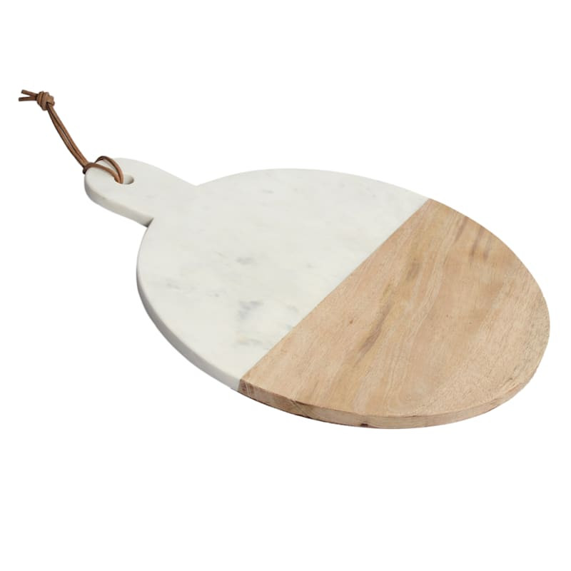 Marble & Wood Round Cheese Board, 13" | At Home