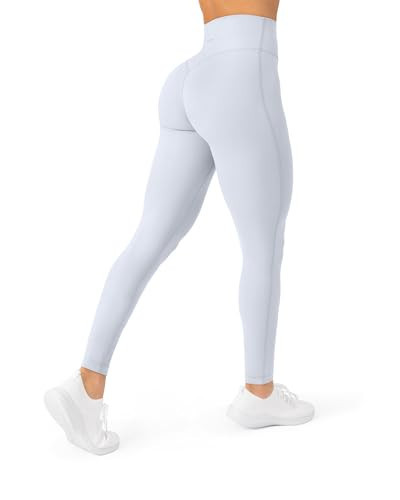 PAVOI ACTIVE Buttery Soft Workout Leggings for Women - High Waisted No Front Seam Gym Leggings Yoga Pants - FlexFlow, Full Length - Medium, Silver | Amazon (US)