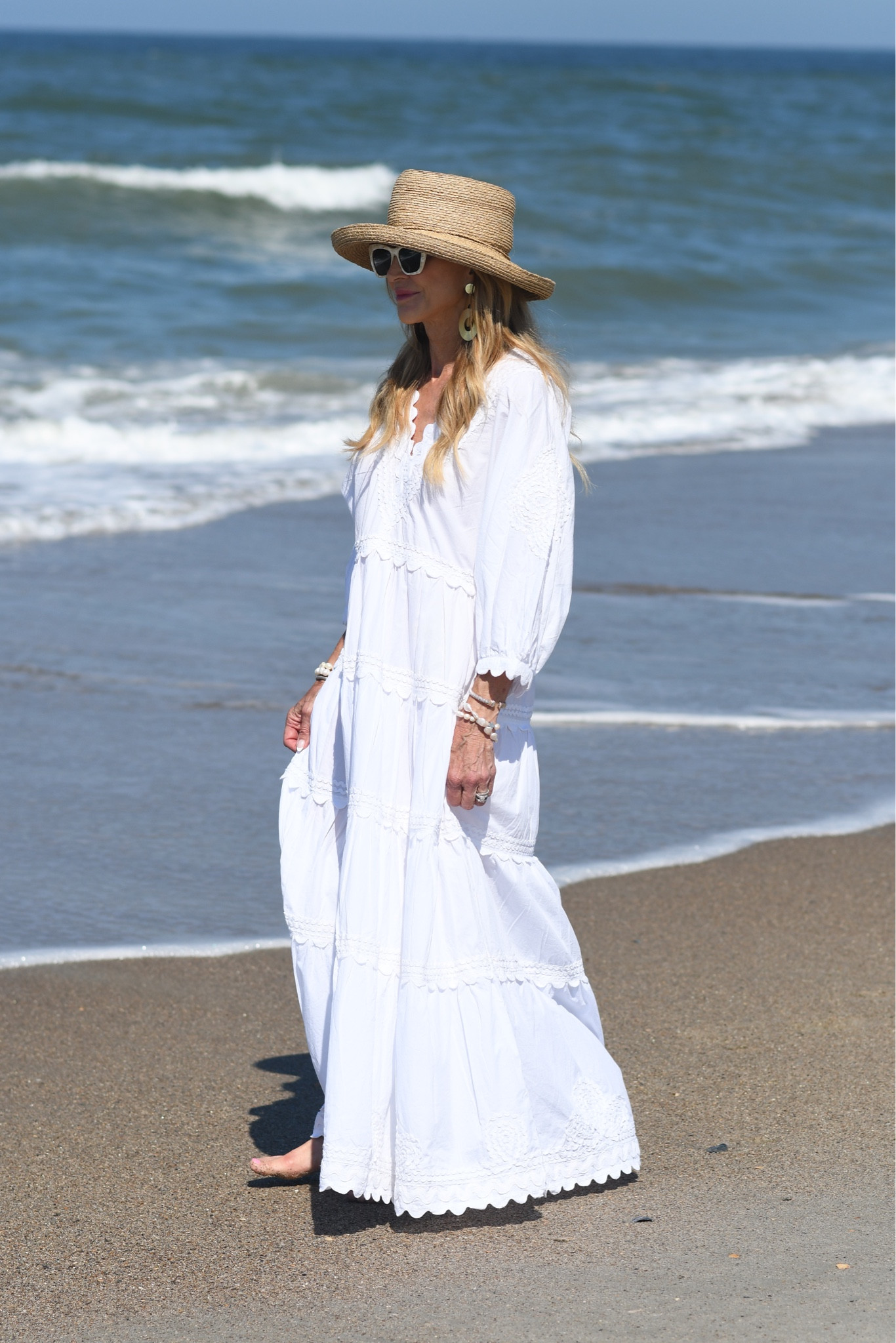 juliet dunn beach dress Poplin V-Neck Loose Maxi Dress with Ric-Rac