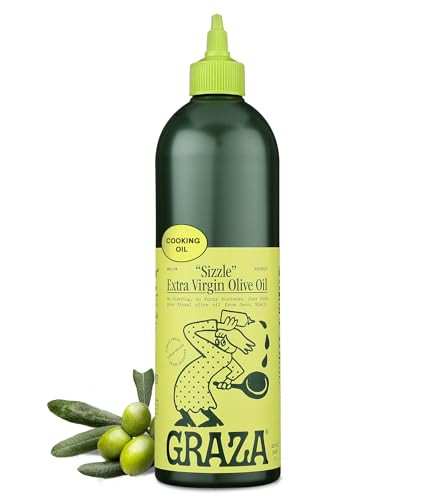 Graza Sizzle Extra Virgin Olive Oil, Cooking Oil - High Polyphenol Peak Harvest EVOO Cooking Oil in a Squeeze Bottle - Single Farm Olives from Spain - 33.8 Fl Oz (1L) | Amazon (US)