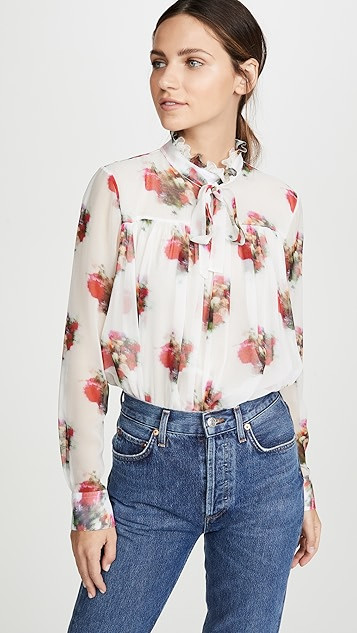 Floral Tie Neck Top | Shopbop