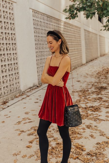 Cutest lil holiday dress!😍💫Comes in black, too. Wearing XS, I’m 5’6 for height reference. On sale for 25% off when you shop through the LTK app.🥰Linked up my exact tights and shoes, too. Those perfect classic pieces to keep on hand year after year!

#LTKxAF #LTKsalealert #LTKunder100