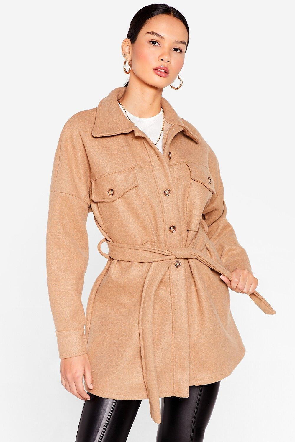 Shirt-y Little Secret Belted Longline Jacket | NastyGal (US & CA)