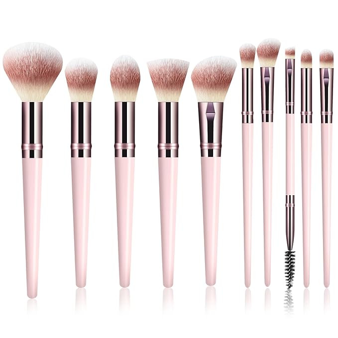 Makeup Brush Set, Premium Synthetic 10 PCS Makeup Brushes, Travel Makeup Brush Set with Soft Hair... | Amazon (US)