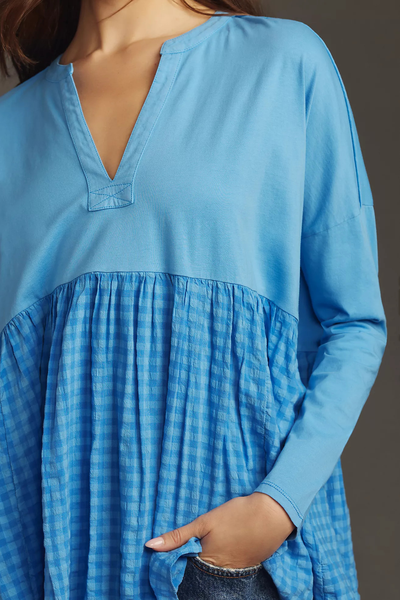 Pilcro Long-Sleeve Babydoll Top | Anthropologie (US)