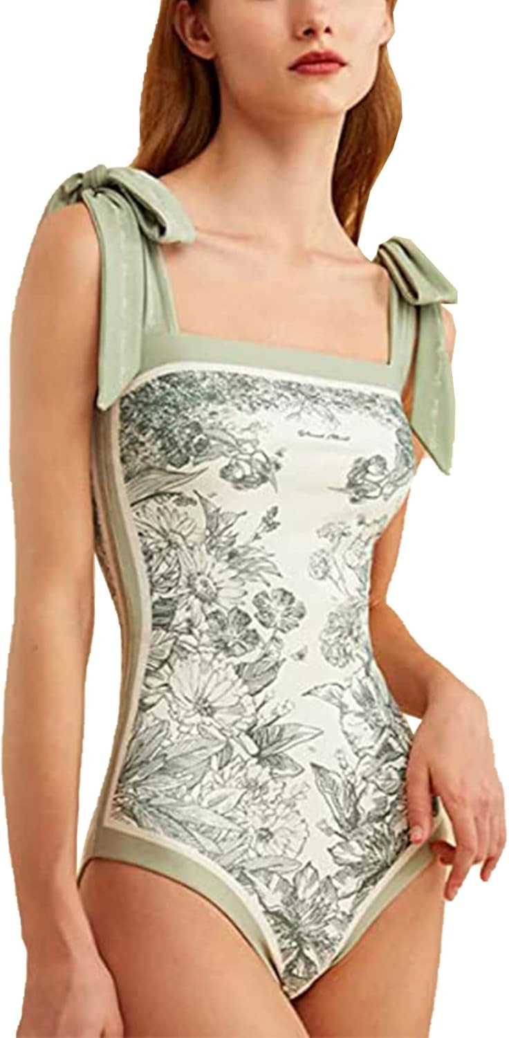 GIVNUAN Women's Floral One Piece Swimsuits Reversible Monokini Tummy Control Bathing Suits Square... | Amazon (US)