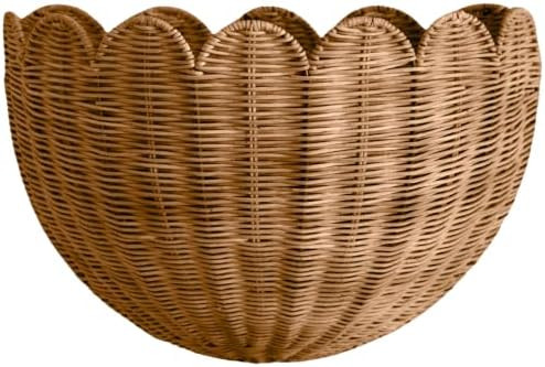 BEBE BASK Scalloped Wicker Hanging Basket - The Original Wicker Wall Decor - Hand Woven Wall Bask... | Amazon (US)