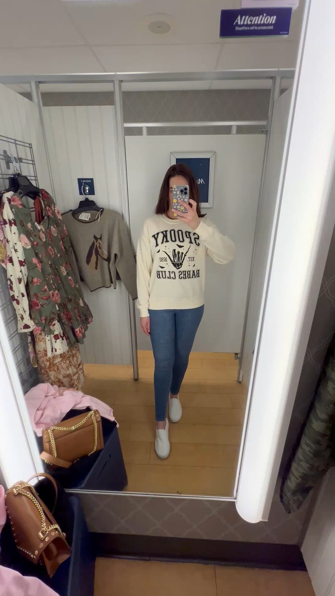 Spooky Babes Club white sweatshirt (small). High rise skinny jeans (4). White slip on sneakers (8.5). #sweatshirt #whitesweatshirt #jeans #skinnyjeans #highwaistedjeans #highriseskinnyjeans #sneakers #whitesneakers #sliponsneakers #halloween #falloutfit 
Halloween Fall Outfit 

#LTKHalloween #LTKStyleTip #LTKFindsUnder100