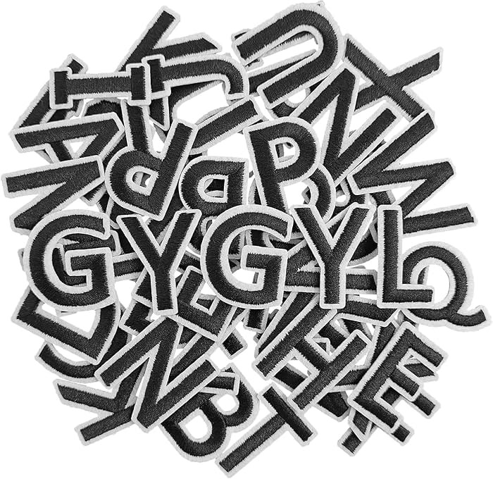 GYGYL 104 Pieces Iron on Letter Patches, Embroidered A-Z Letter Patches for Clothes, Dress, Hat, ... | Amazon (US)