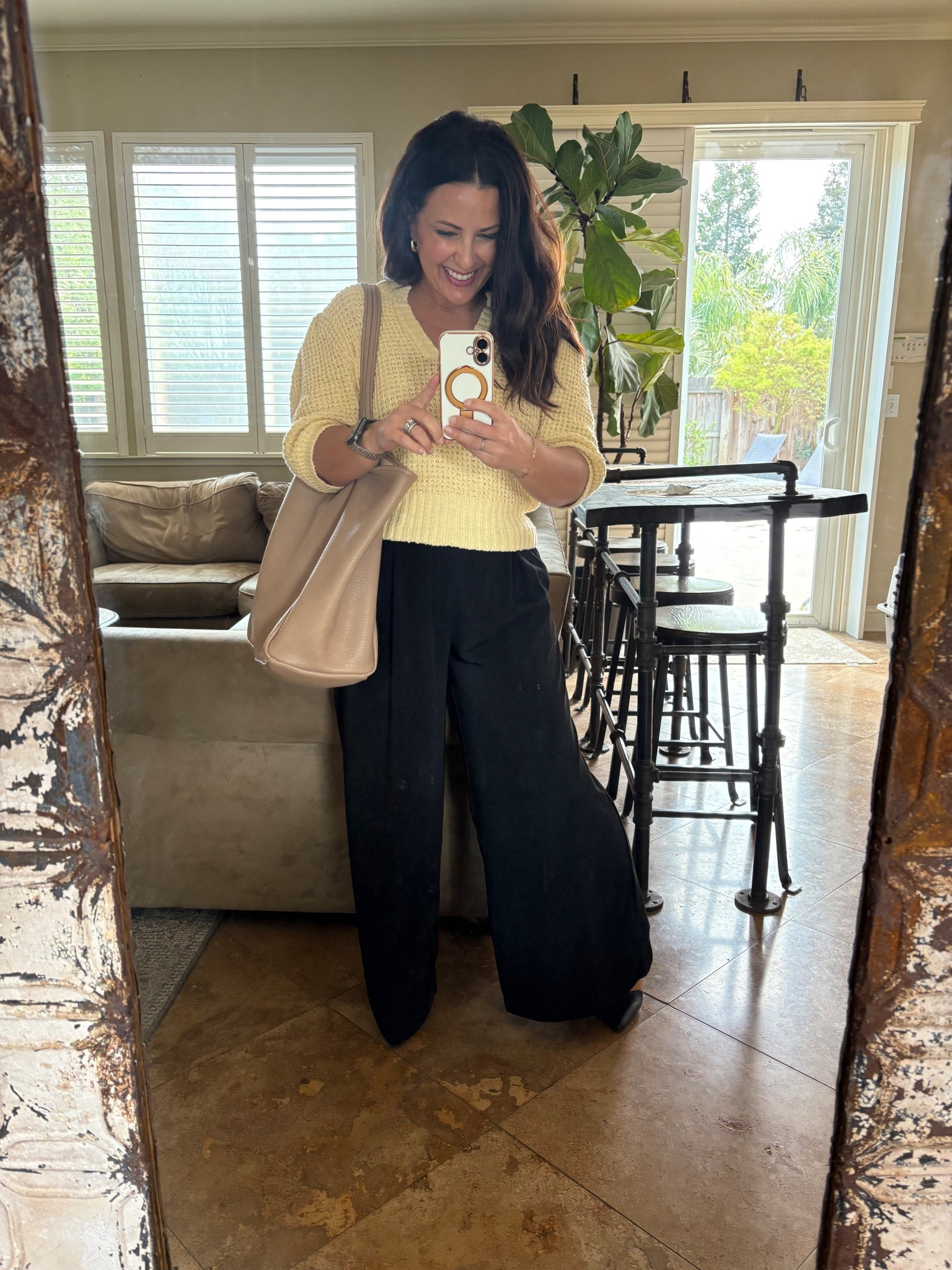 Finally wearing my new spring sweater with my go to wide leg trousers that are currently on sale! My pants come in regular, short and tall lengths. I’m 5’2” and wearing a small short. 
Spring workwear
Teacher style
Spring outfit
Butter yelloww


#LTKPetite #LTKWorkwear #LTKOver40