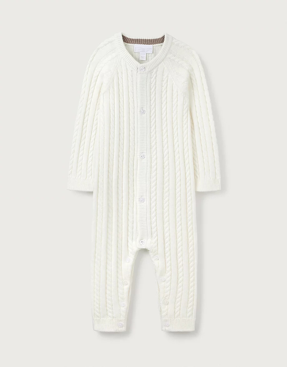 Organic Cotton And Wool Cable Knitted Romper (0–24mths) | The White Company US