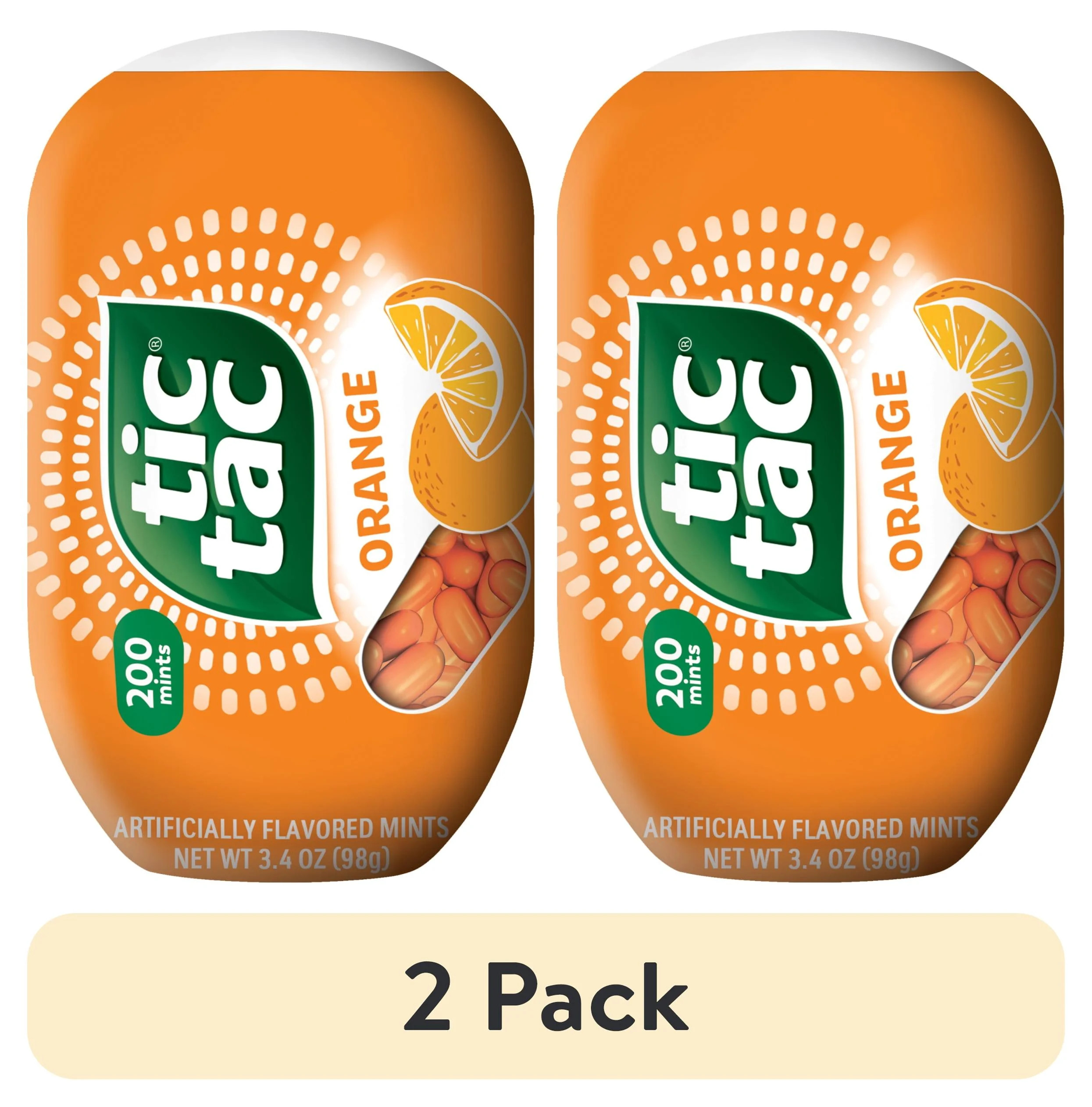 (2 pack) Tic Tac Orange Flavored Mints, On-The-Go Refreshment, 3.4 oz Bottle Pack | Walmart (US)