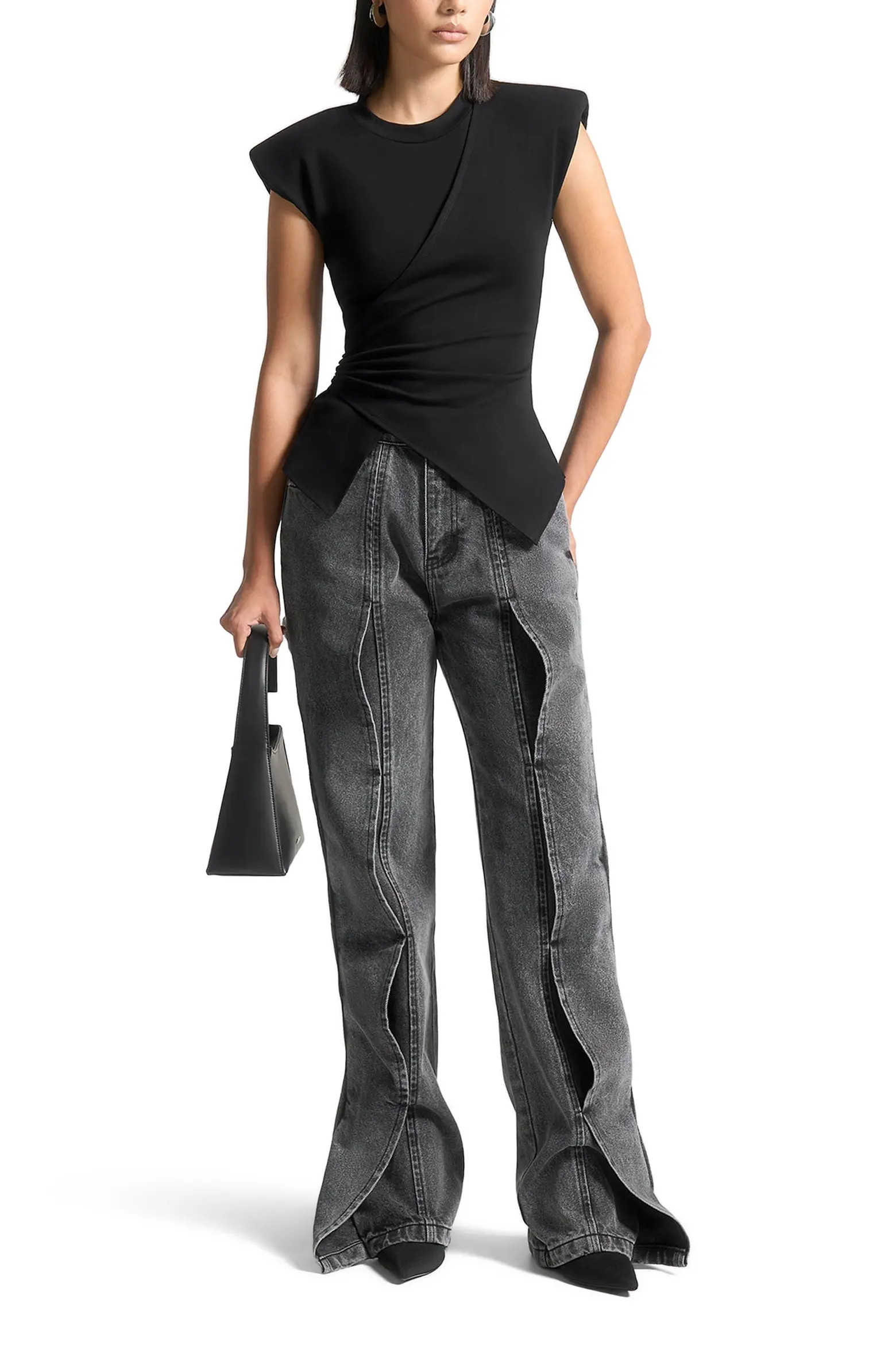 Manière De Voir Wide Shoulder Ruched Waist Top (Women) | Nordstrom | Nordstrom