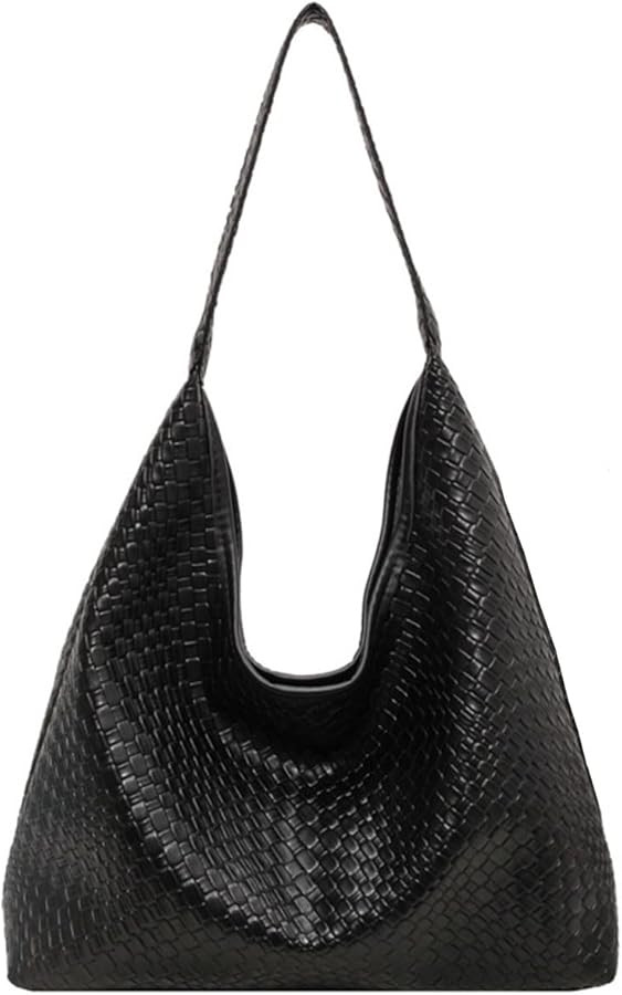Ann Bully 2024 Woven Leather Shoulder Bag for Women, Woven Soft Vegan Leather Tote Bag, Large Cap... | Amazon (US)