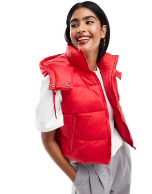 Cotton:On hooded puffer vest in red | ASOS | ASOS (Global)