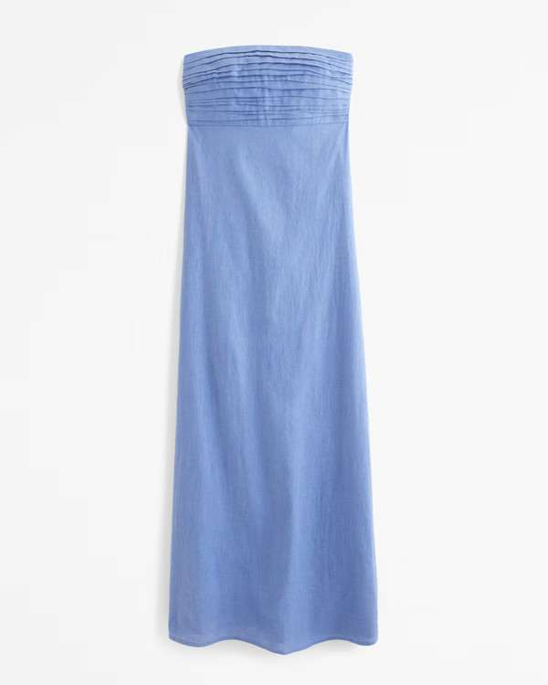 Emerson Strapless Linen-Blend Maxi Dress | Abercrombie & Fitch (US)