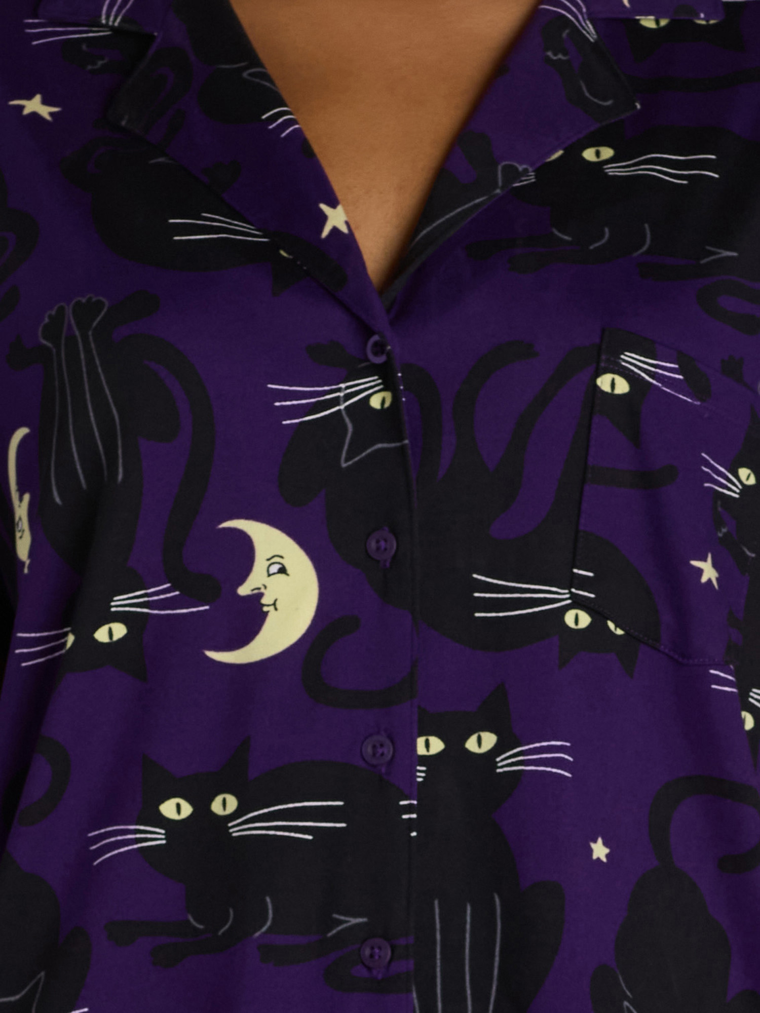Halloween Women’s Black Cat Shorty Pajama Set, 2-Piece, Sizes XS-3X | Walmart (US)