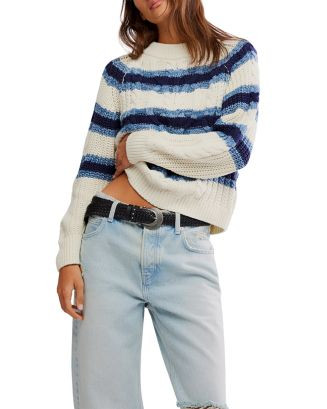 Free People Frankie Cable Striped Sweater  | Bloomingdale's Women | Bloomingdale's (US)
