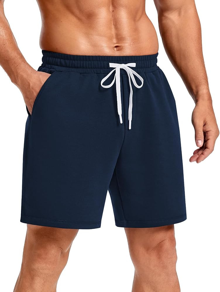 PINSPARK Men's Casual Sweat Shorts 7" Lightweight Cotton Blend Athletic Running Lounge Shorts wit... | Amazon (US)