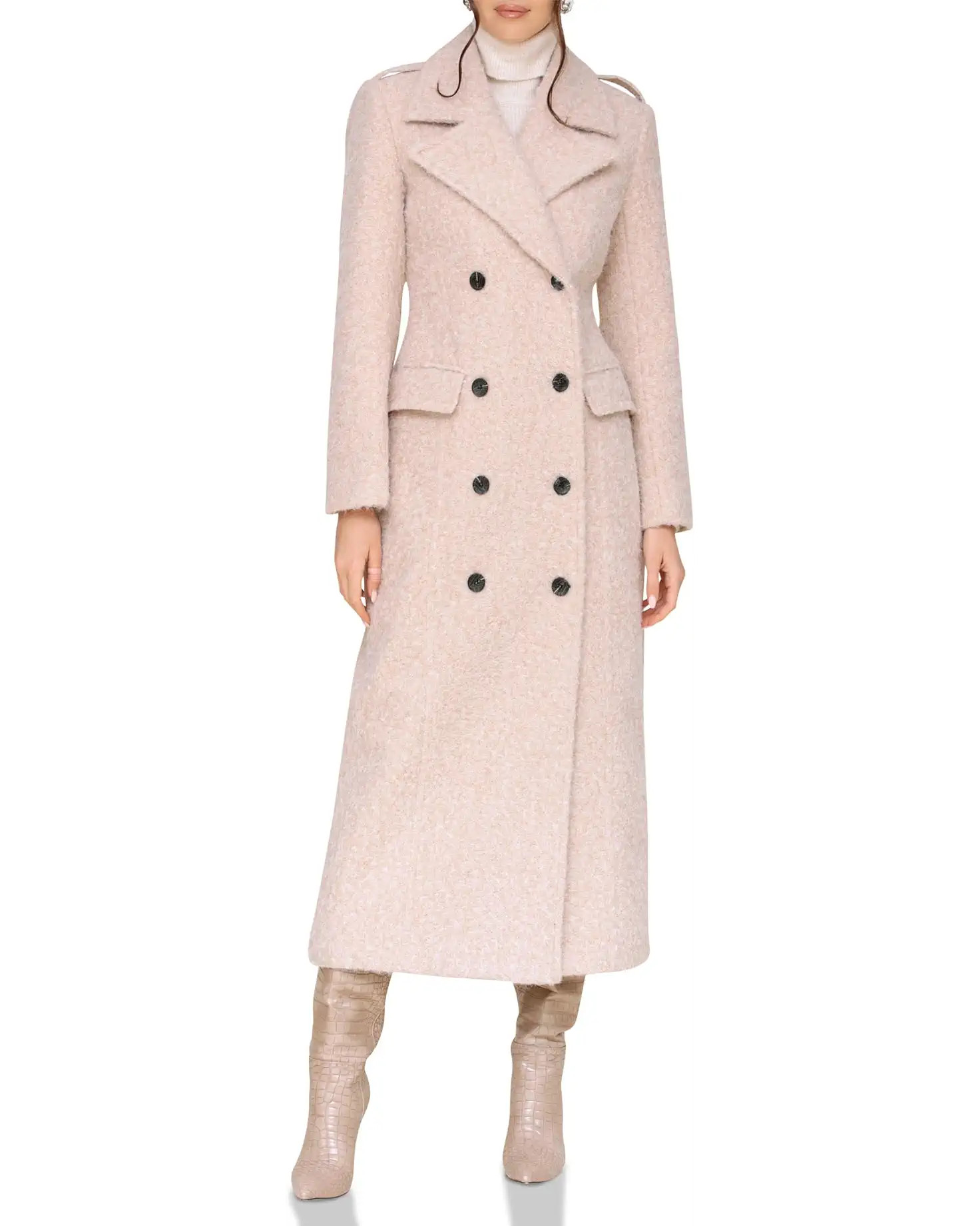 Textured Double Breasted Maxi Coat | Zappos