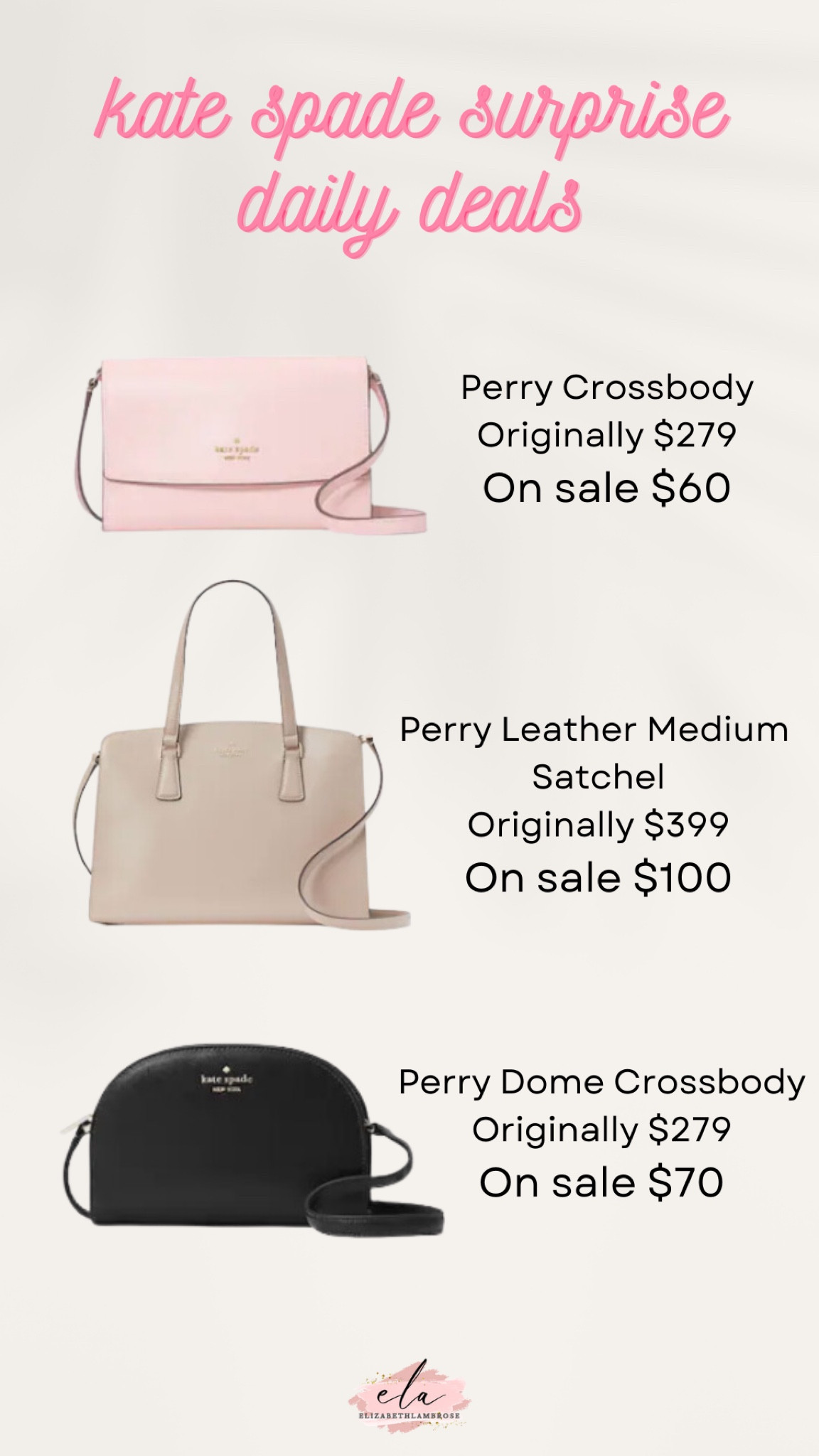 great deals from kate spade surprise today! 
hurry and grab these, they are such great prices! 

#dailydeal #katespade #satchel #crossbody #deal #purse 

#LTKitbag #LTKFind #LTKbeauty