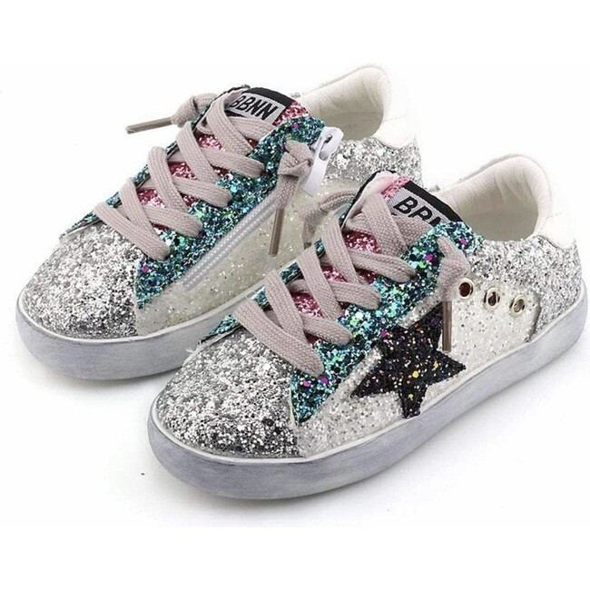Lola + The Boys | Star Girl Glitter Kids Sneakers (White, Size 35) | Maisonette | Maisonette