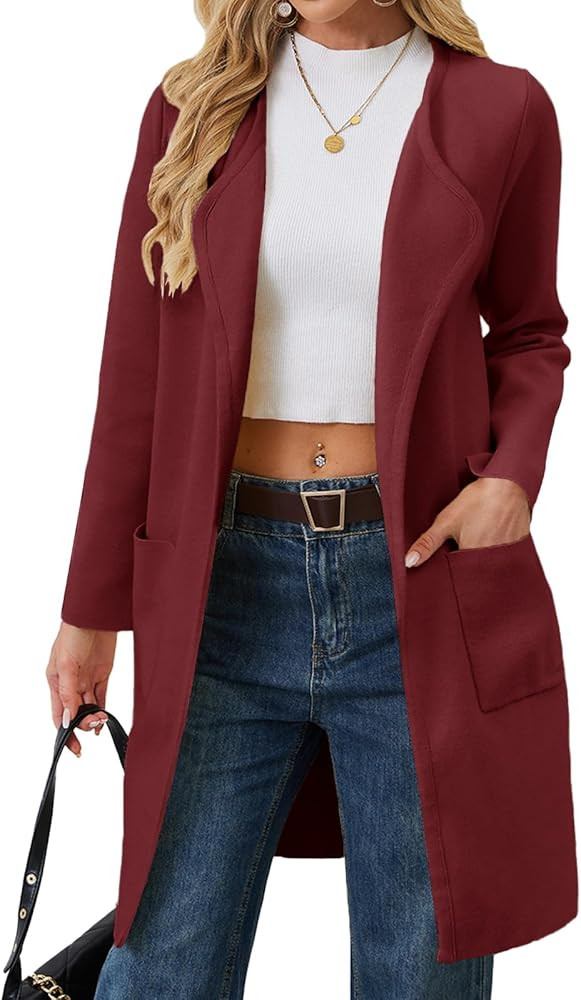 Alaster Queen Women's Open Front Fall Cardigan Long Sweater Knit Winter Coatigan Jacket Cardigan ... | Amazon (US)