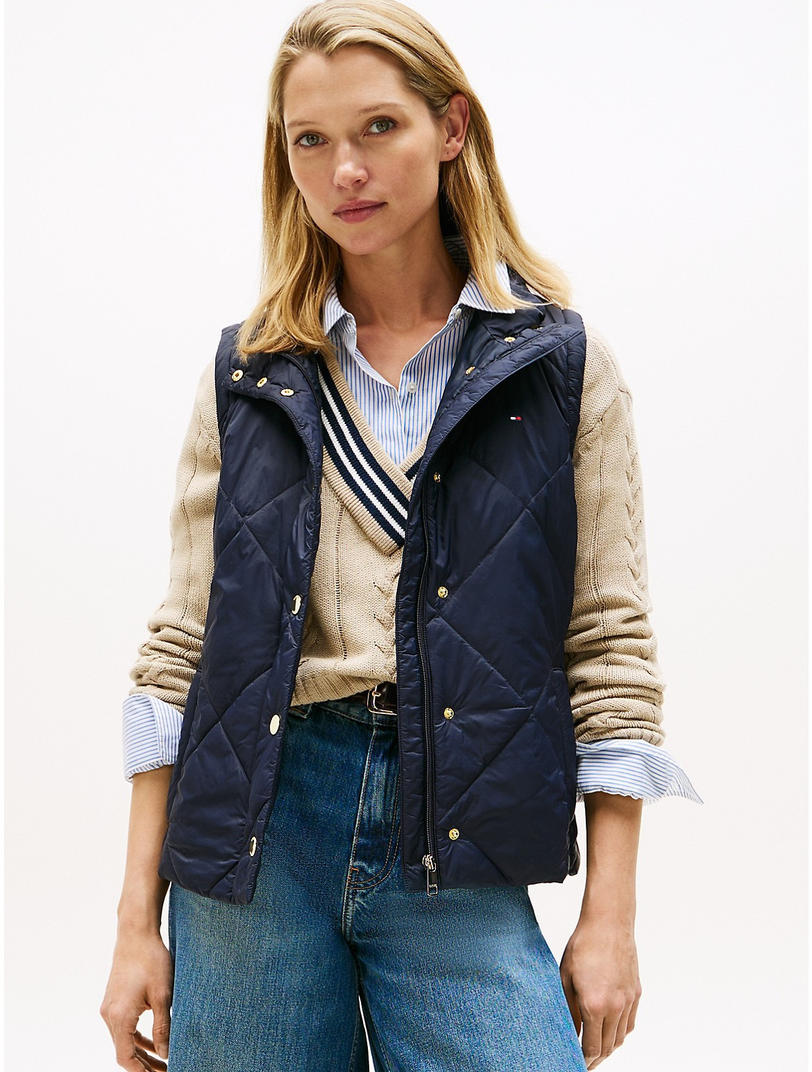 Tommy Hilfiger Women's Padded Quilted Vest - Navy - L | Tommy Hilfiger (US)