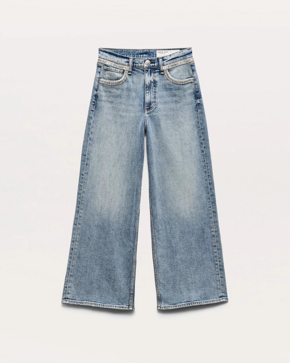 Andi Embellished Ankle-Length Wide-Leg Jeans | rag & bone