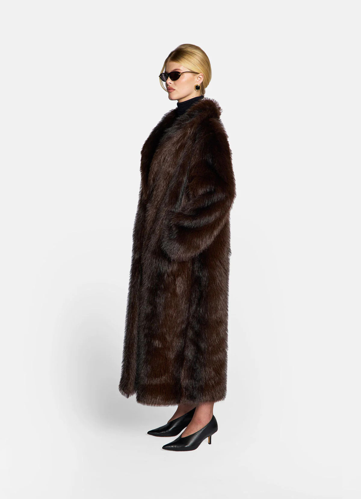 Brown Faux Fur Maxi Coat | DE SAVARY LONDON