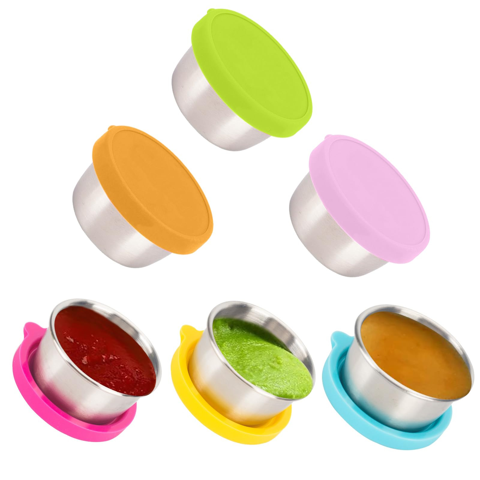 Ecurfu Salad Containers For Lunch To Go, 6x1.6 Oz Stainless Steel Condiment Containers With Lids,... | Amazon (US)