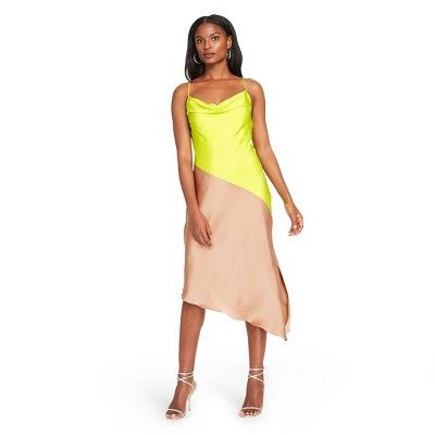 Women's Two-Tone Slip Dress - CUSHNIE for Target (Regular & Plus) Lime Green/Tan | Target